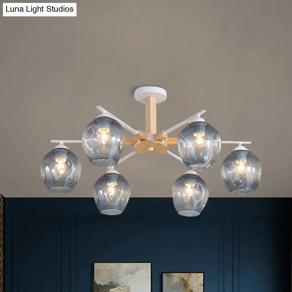 Modern Modo Pendant Chandelier - Smoke Gray Glass 3/6 Light Fixture For Living Room