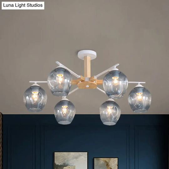 Modern Modo Pendant Chandelier - Smoke Gray Glass 3/6 Light Fixture For Living Room