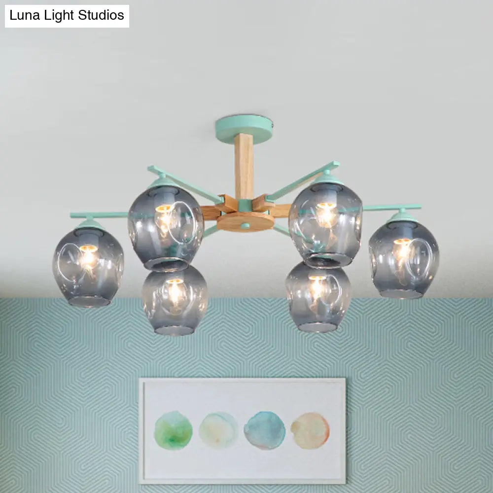Modern Modo Pendant Chandelier - Smoke Gray Glass 3/6 Light Fixture For Living Room