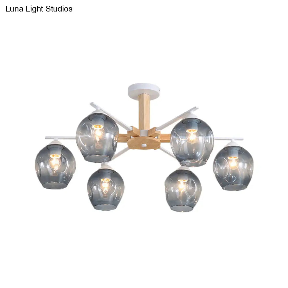 Modern Modo Pendant Chandelier - Smoke Gray Glass 3/6 Light Fixture For Living Room
