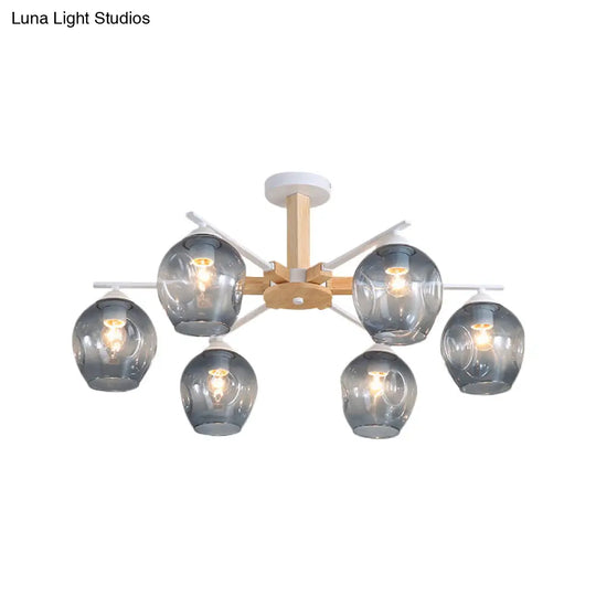 Modern Modo Pendant Chandelier - Smoke Gray Glass 3/6 Light Fixture For Living Room