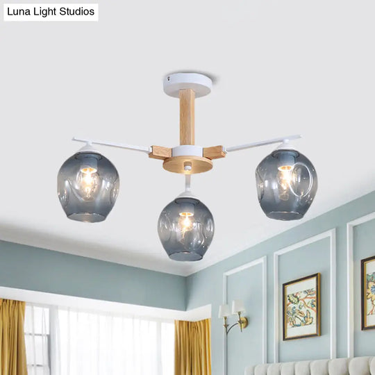 Modern Modo Pendant Chandelier - Smoke Gray Glass 3/6 Light Fixture For Living Room 3 / White