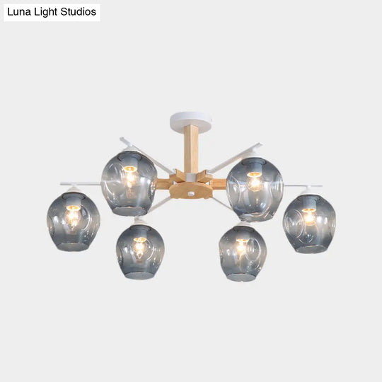 Modern Modo Pendant Chandelier - Smoke Gray Glass 3/6 Light Fixture For Living Room