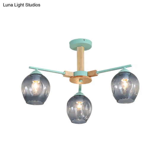 Modern Modo Pendant Chandelier - Smoke Gray Glass 3/6 Light Fixture For Living Room