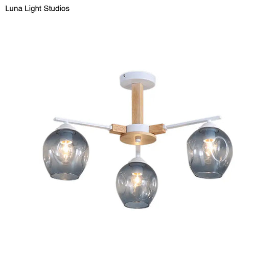 Modern Modo Pendant Chandelier - Smoke Gray Glass 3/6 Light Fixture For Living Room