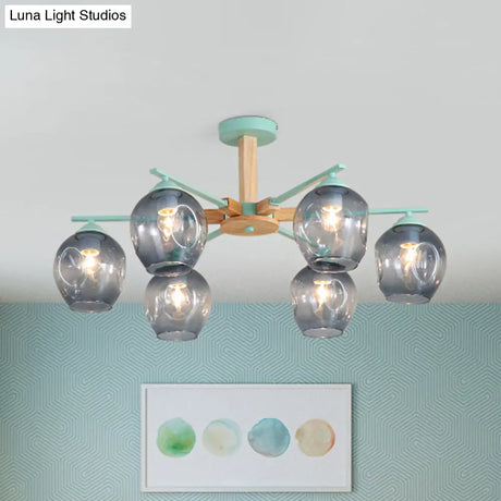 Modern Smoke Gray Glass Pendant Chandelier - 3/6 Light Modo Hanging Fixture For Living Room