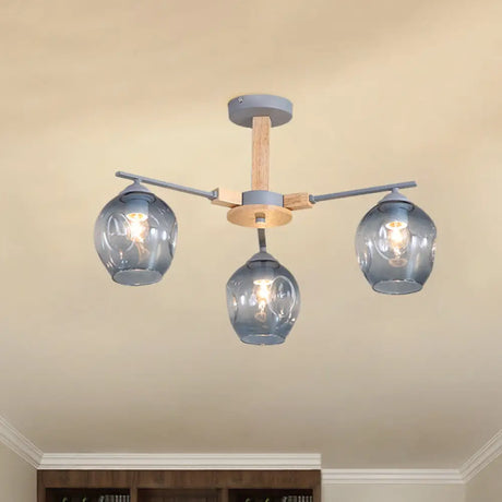 Modern Smoke Gray Glass Pendant Chandelier - 3/6 Light Modo Hanging Fixture For Living Room 3 / Grey