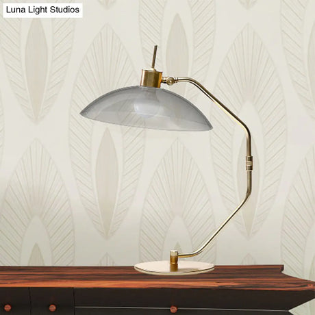 Modern Smoke Grey Glass Nightstand Lamp With Brass Task Lighting