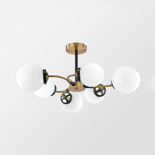 Modern Sphere Semi-Flush Ceiling Light In White/Smoke Gray Glass With 4/6/8 Lights For Living Room