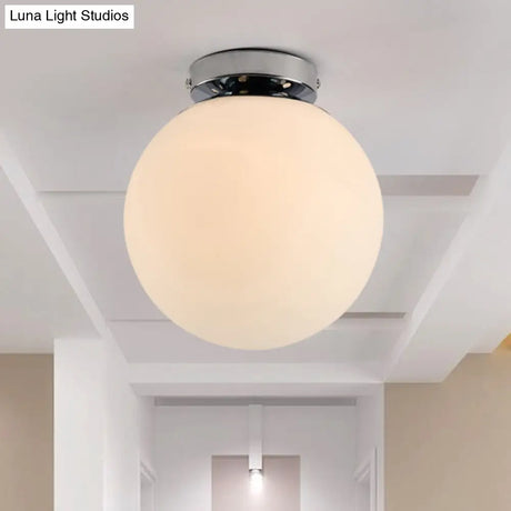 Modern Spherical Glass Flush Mount Ceiling Light Fixture - White