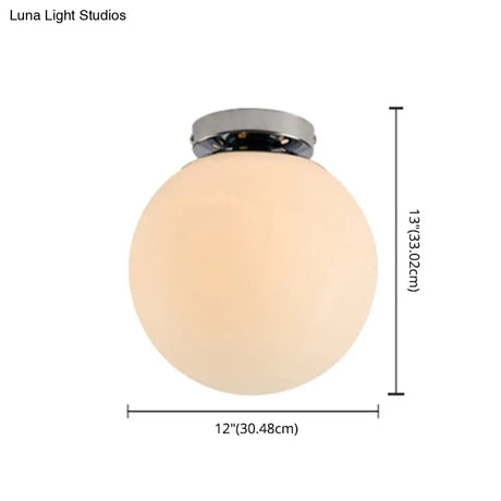 Modern Spherical Glass Flush Mount Ceiling Light Fixture - White