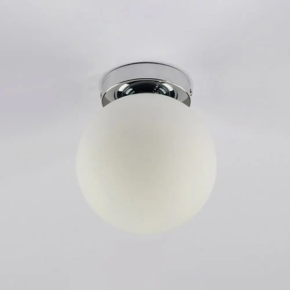 Modern Spherical Glass Flush Mount Ceiling Light Fixture - White