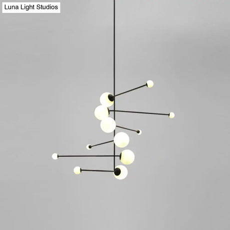 Modern Spiral Iron Chandelier With 12 Lights - Stylish Black Pendant For Restaurants