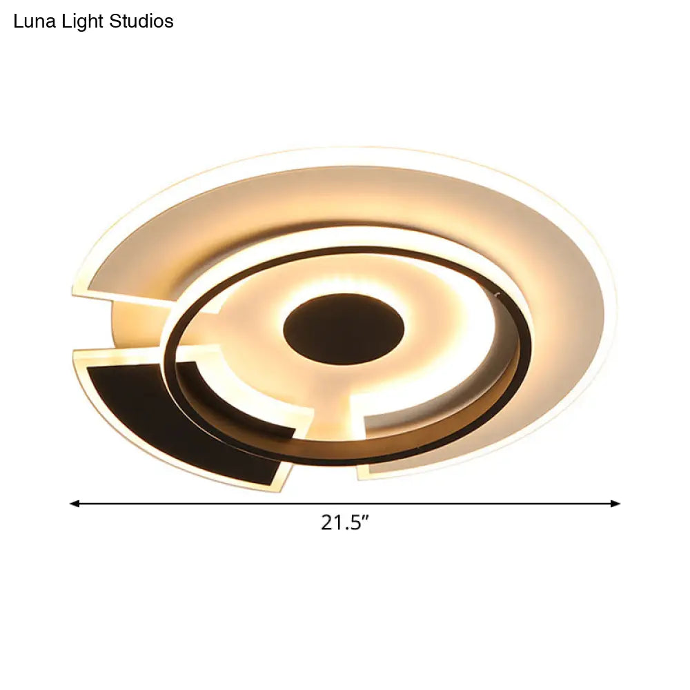 Modern Spliced Disc Thin Ceiling Light - Acrylic Led Flush Mount Fixture In Black & White