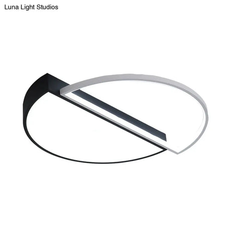 Modern Splicing Flush Mount Led Ceiling Light In Black/White With Dimming Control - 18’/21.5’ W