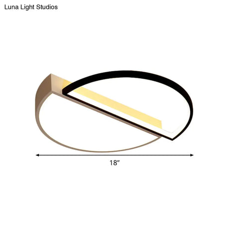 Modern Splicing Flush Mount Led Ceiling Light In Black/White With Dimming Control - 18’/21.5’ W