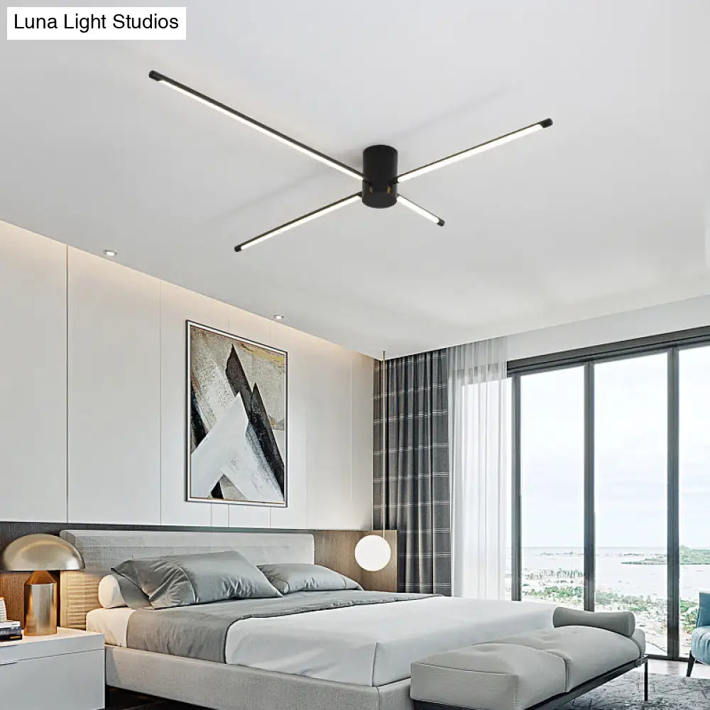 Modern Sputnik Acrylic Semi Mount Led Ceiling Light Fixture - 35.5’/39’ Width Black