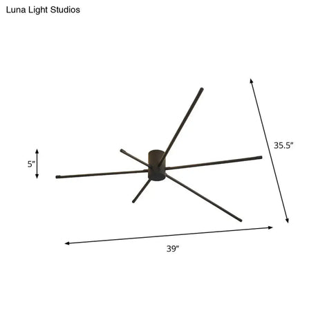 Modern Sputnik Acrylic Semi Mount Led Ceiling Light Fixture - 35.5’/39’ Width Black