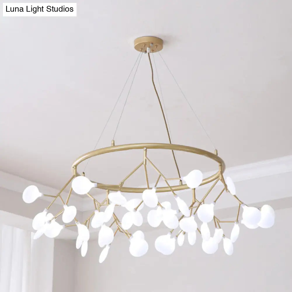 Modern Sputnik Led Chandelier For Minimalist Living Rooms Cream