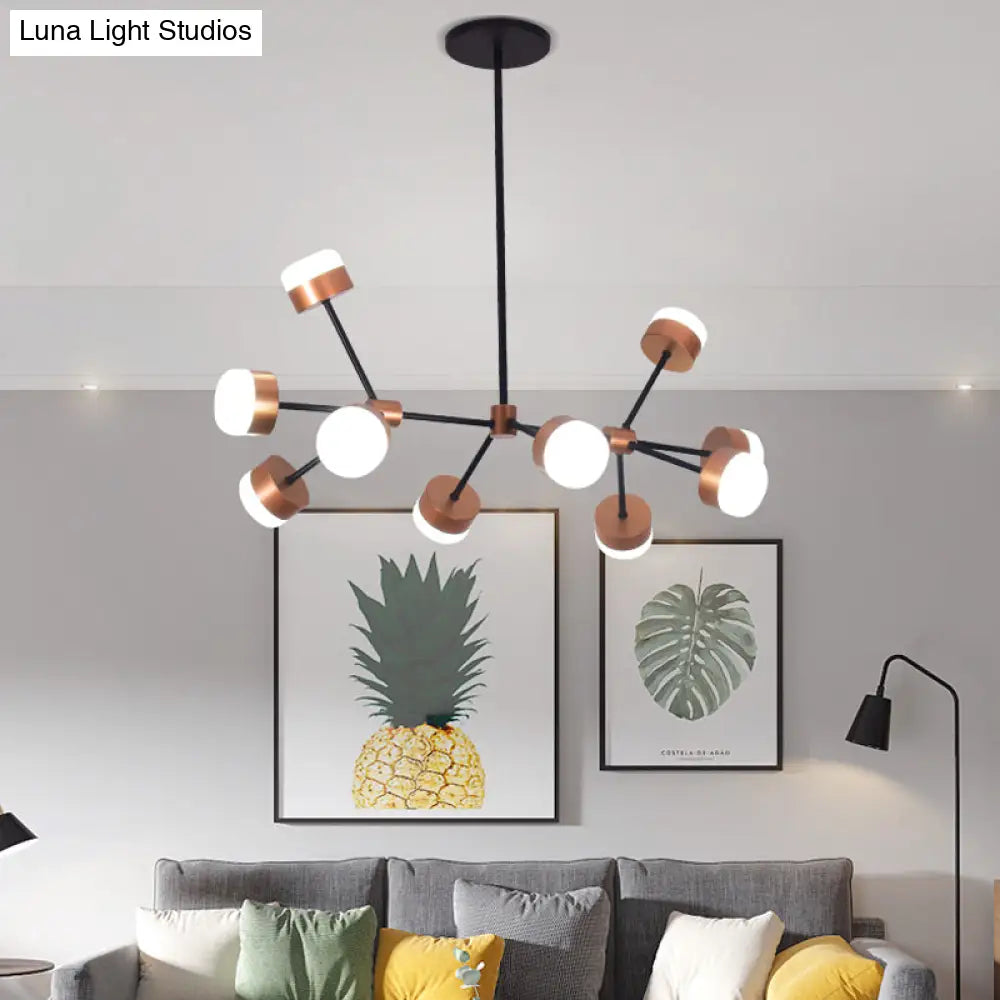 Modern Sputnik Gold Pendant Light For Bedroom - Acrylic 10/12-Head Ceiling Island Drop