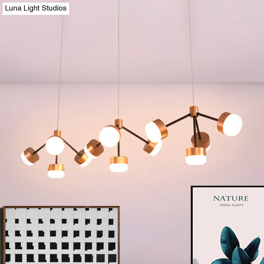 Modern Sputnik Gold Pendant Light For Bedroom - Acrylic 10/12-Head Ceiling Island Drop