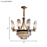 Modern Sputnik Pendant Chandelier - 12-Light Clear Glass Ceiling Fixture In Black/Gold With Crystal