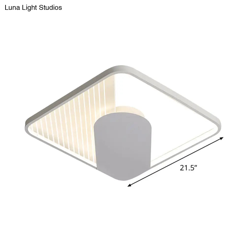 Modern Square Acrylic Led Ceiling Flush Mount Light (18’/21.5’) - Simple White Finish Super