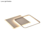 Modern Square Acrylic Led Flush Ceiling Light Fixture In White/Brown With Warm/White/Natural