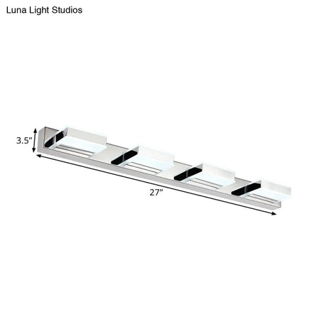 Modern Square Acrylic Vanity Light With Chrome Wall Mount - Available In 1-4 Lights