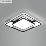 Modern Square Ceiling Flushmount Light In Black And White - Ideal For Bedrooms