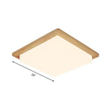 Modern Square Ceiling Mount Light With Beige Acrylic Shade Led Flush Lamp (White/Warm Light) Wood