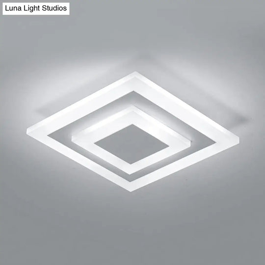 Modern Square Flush Acrylic Ceiling Light For Corridor Kitchen White /