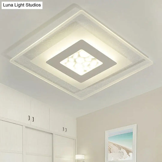 Modern Square Flush Led Ceiling Light Fixture For Bedroom Clear Acrylic Design / 8 Third Gear