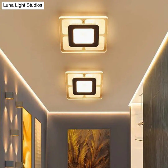 Modern Square Flush Led Ceiling Light Fixture For Bedroom Clear Acrylic Design / 8 Warm