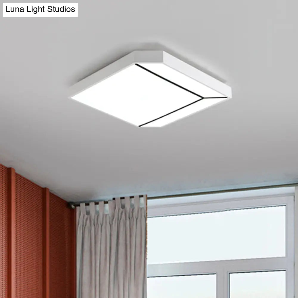 Modern Square Flush Led Ceiling Light In White/Warm - 19’/24’ Metallic For Living Room