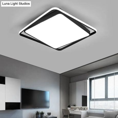 Modern Square Led Surface Mount Ceiling Light - Nordic Acrylic Black Flushmount For Bedroom