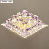 Modern Square Optic Crystal Led Flush Mount Ceiling Light Fixture For Aisle