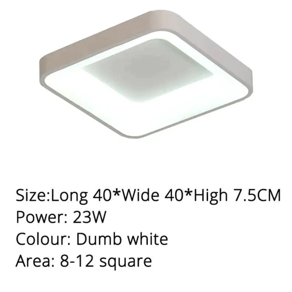 Modern Square/Round Ceiling Lights For Living Room Bedroom Dining White Color Frame Lamp Fixtures