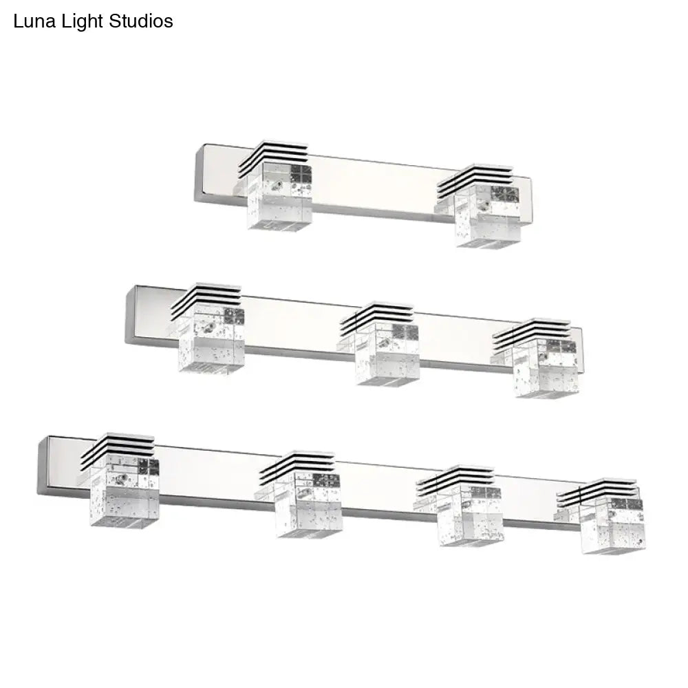 Modern Stainless Steel Bathroom Wall Light With Crystal Bubble Shade