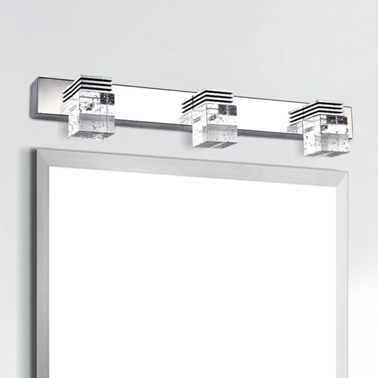 Modern Stainless Steel Bathroom Wall Light With Crystal Bubble Shade 3 / Stainless-Steel Warm