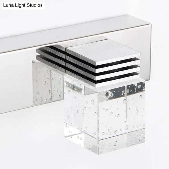 Modern Stainless Steel Bathroom Wall Light With Crystal Bubble Shade