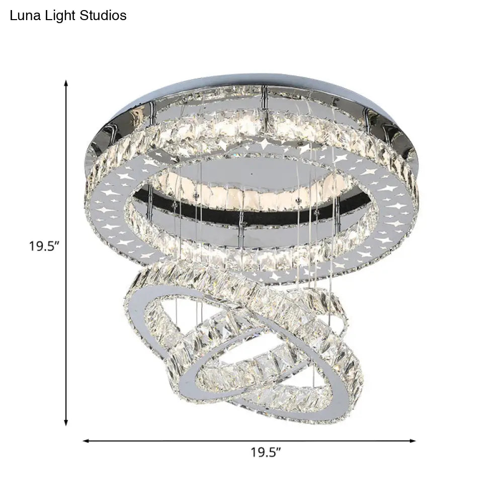 Modern Stainless Steel Crystal Bedroom Led Semi Flush Mount Ceiling Light