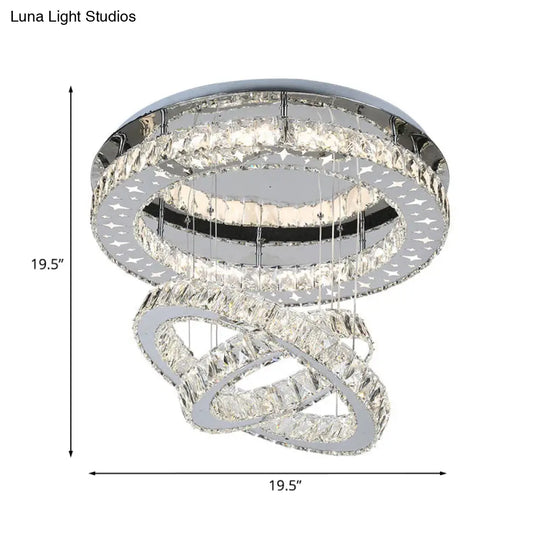 Modern Stainless Steel Crystal Bedroom Led Semi Flush Mount Ceiling Light