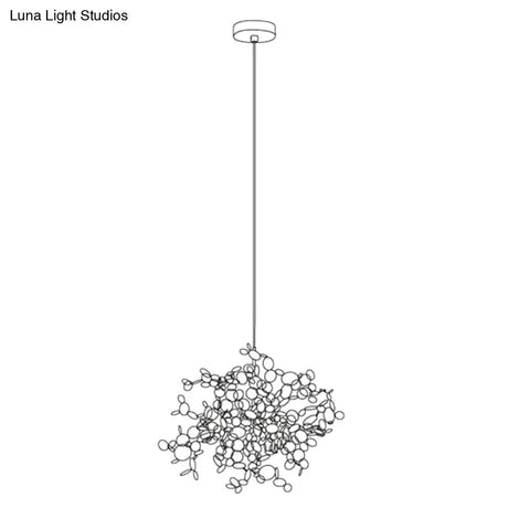 Modern Stainless Steel Leaf Pendant Light - Sequin Chandelier (3-Light) For Clothing Store