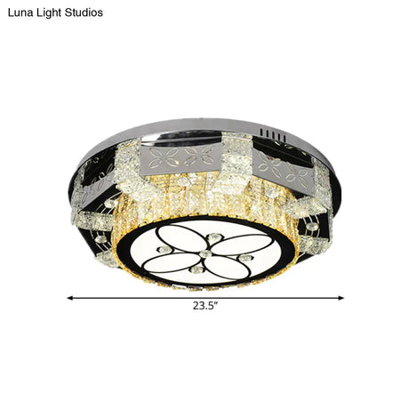 Modern Stainless - Steel Led Ceiling Light With Crystal Twisted/Oval Pattern