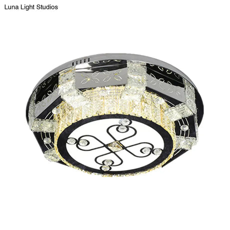 Modern Stainless - Steel Led Ceiling Light With Crystal Twisted/Oval Pattern