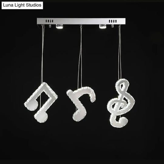 Stainless-Steel Led Swag Pendant Light With Clear Beveled Crystals And Musical Note Design