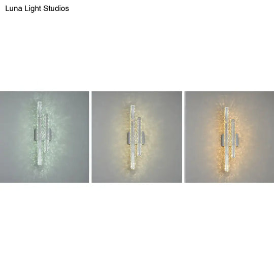 Modern Stainless-Steel Led Wall Mount Light With K9 Crystal Accent - Perfect For Living Room
