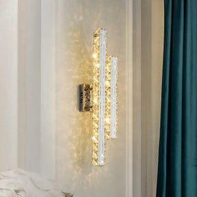 Modern Stainless-Steel Led Wall Mount Light With K9 Crystal Accent - Perfect For Living Room