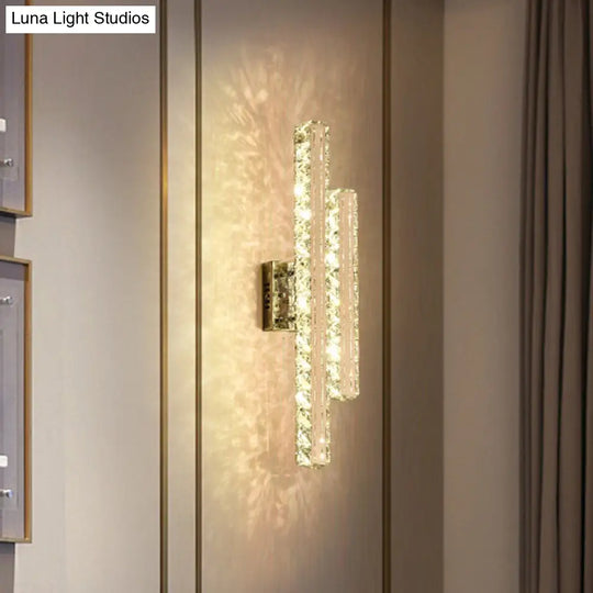 Modern Stainless-Steel Led Wall Mount Light With K9 Crystal Accent - Perfect For Living Room